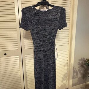 Elegant Black and Silver Knit Dress